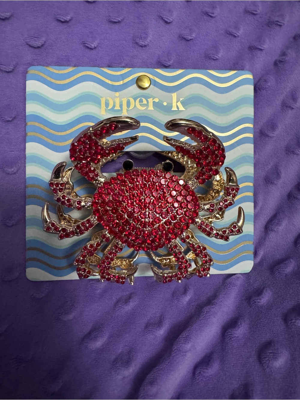 piper·k Gold-Tone Red Crystal Crab Hair Clip